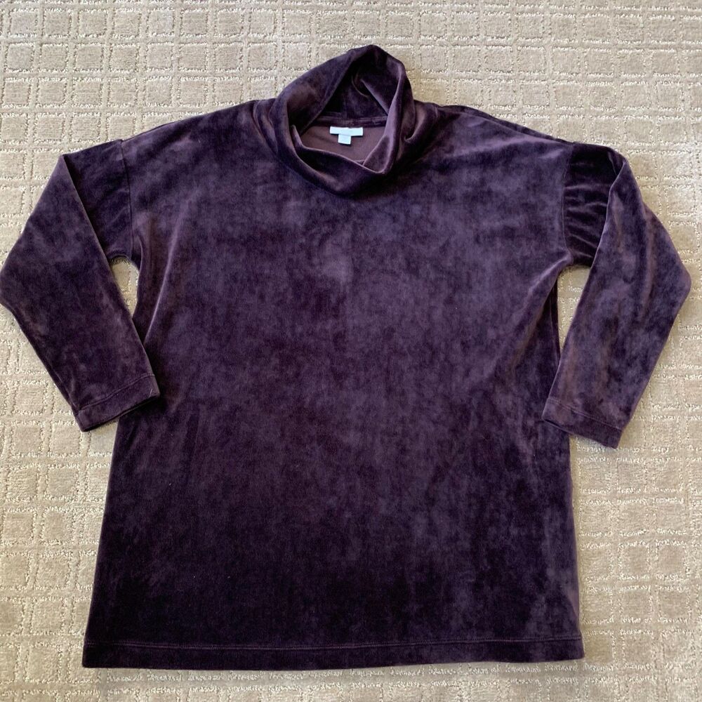 J Jill Velour Velvet Shirt Bundle Women MP (fits large) Mock Neck Oversized Soft - Picture 4 of 10